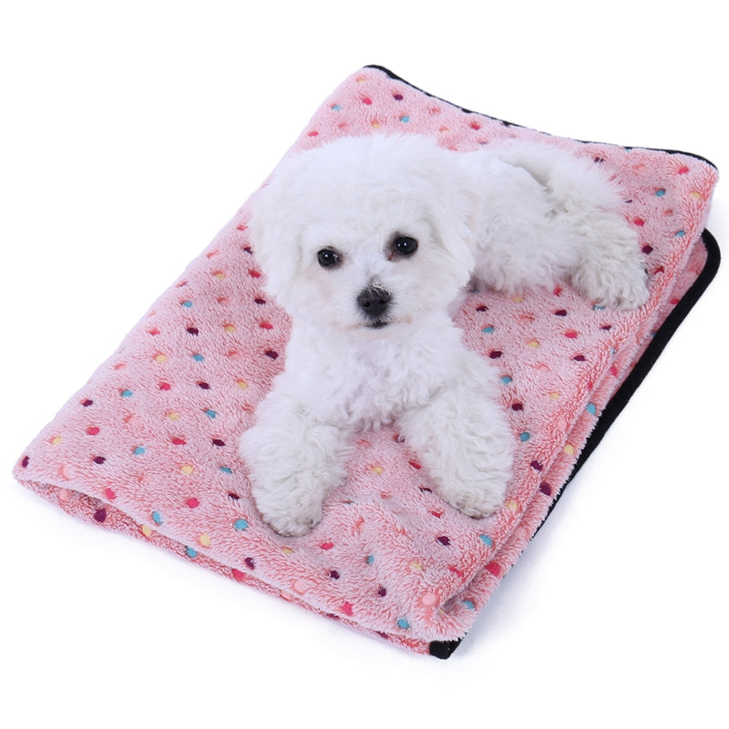 Fleece Pet Blanket With Polka Dot Design